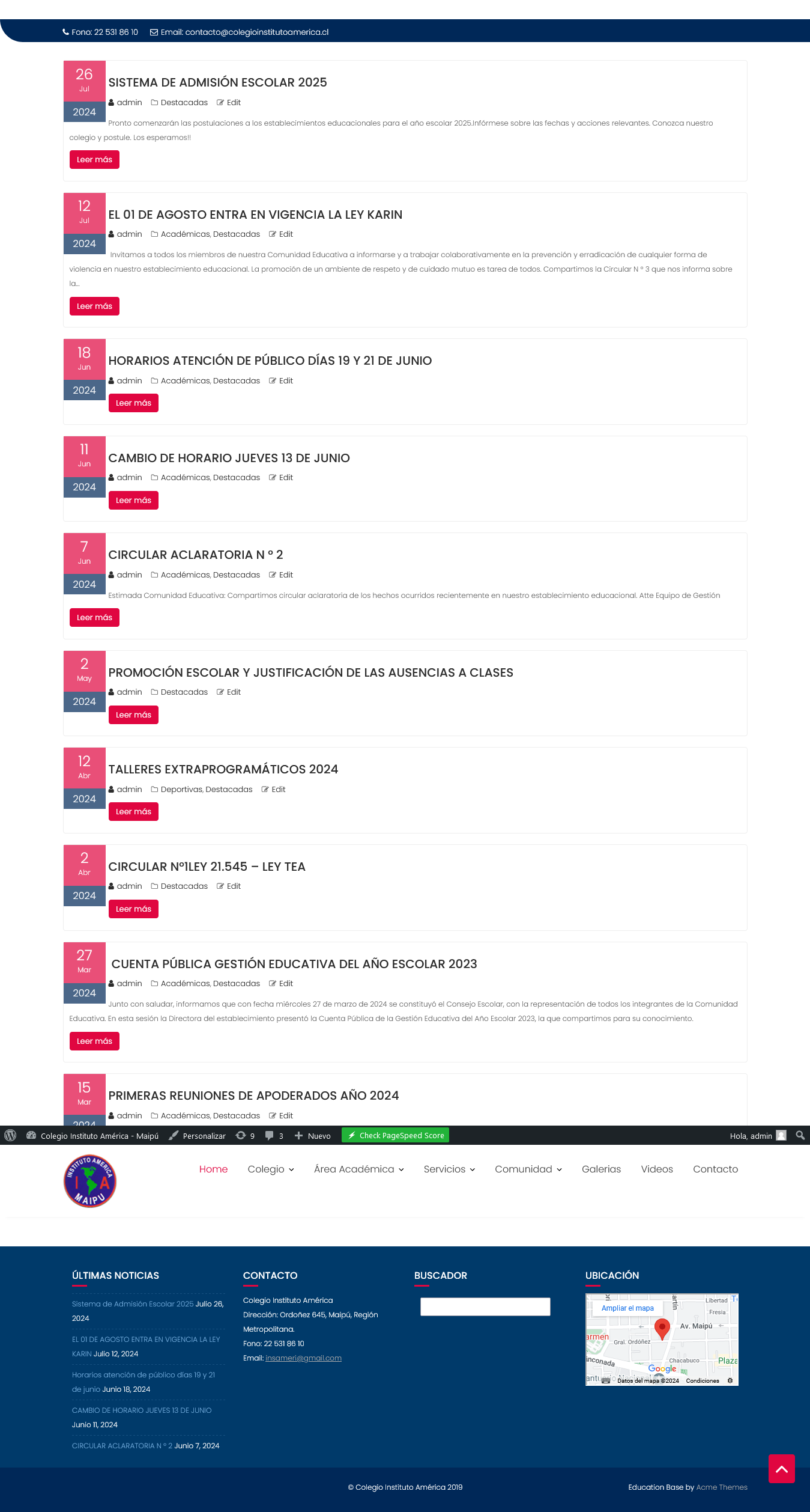 Sitio web colegio Instituto América
